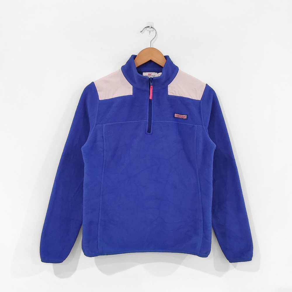 VINEYARD VINES Electric Blue Quarter Zip Fleece Pullover